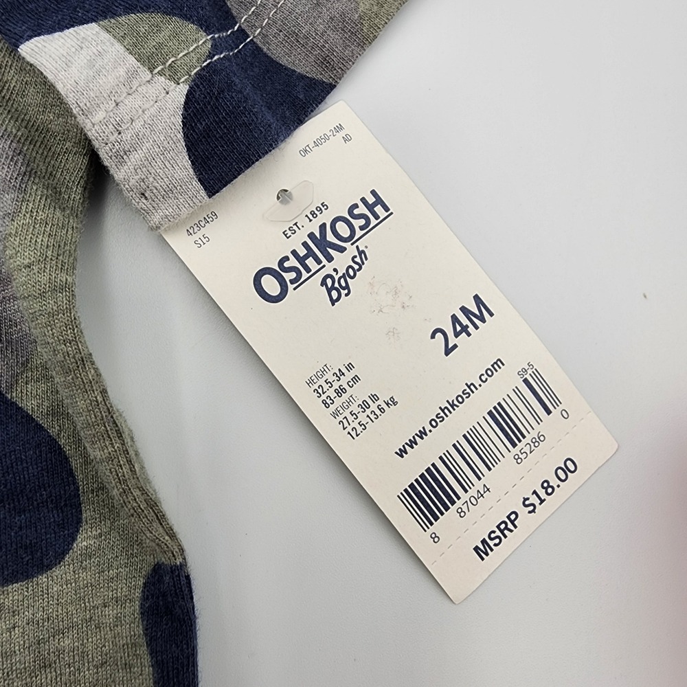 OshKosh Bgosh Boys Camouflage Button Henley T-Shirt Top Size 24M - Picture 2 of 6